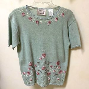 New Large Women’s Knit Sweater Top With Embroidery